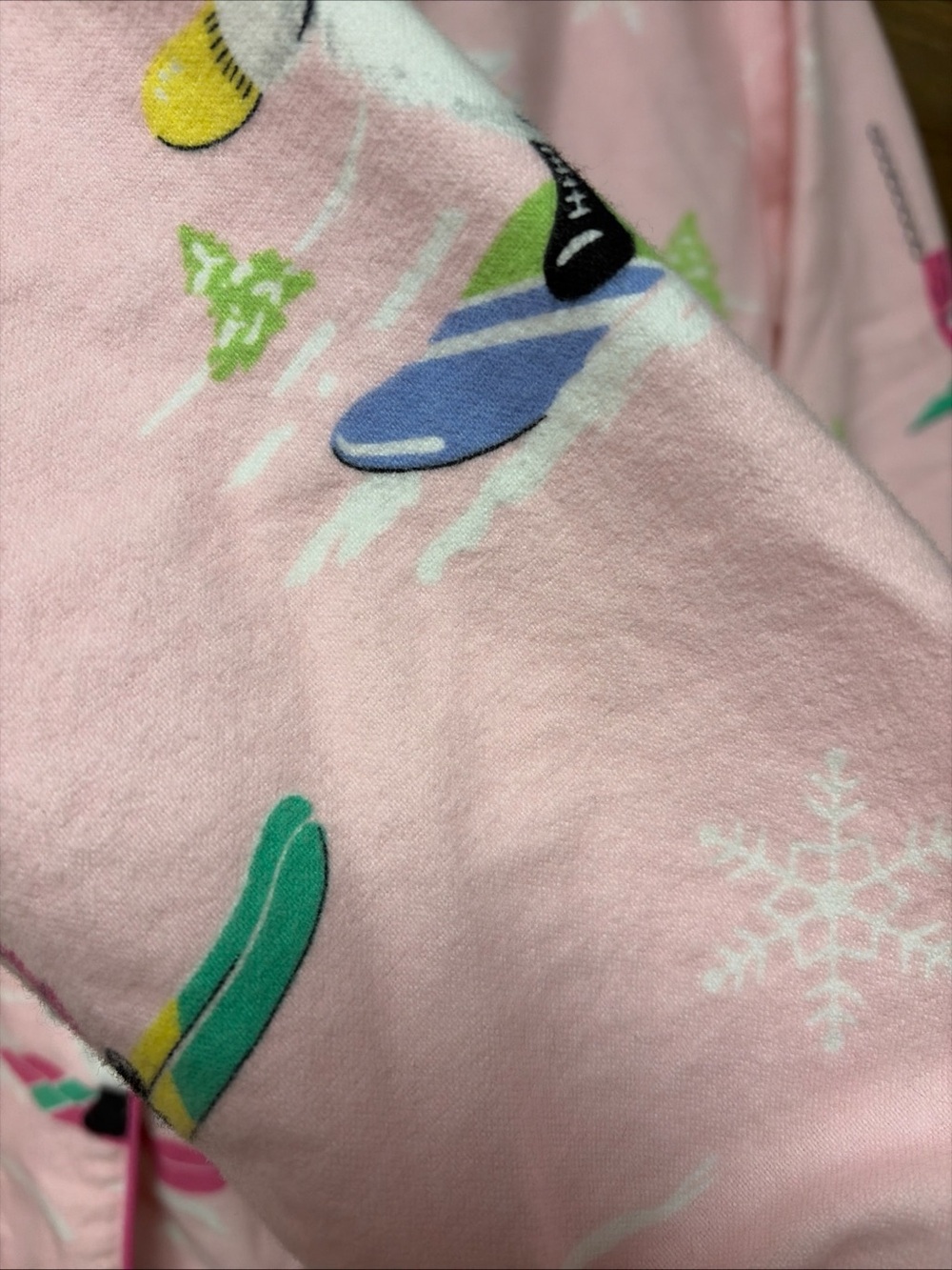 Nick and Nora Ski Bunnies Pajama Set Womens M Pink Flannel Long Sleeve Ski Sled - Picture 5 of 12